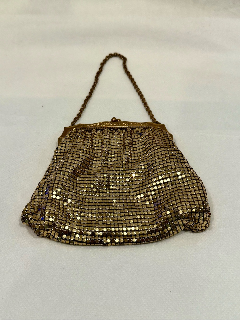 Vintage Whiting & Davis Elegant Gold Mesh Evening Bag